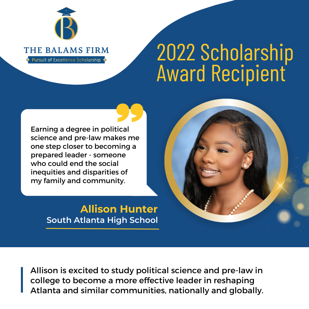 Congratulations to our 2022 Pursuit of Excellence scholarship recipient, Allison Hunter