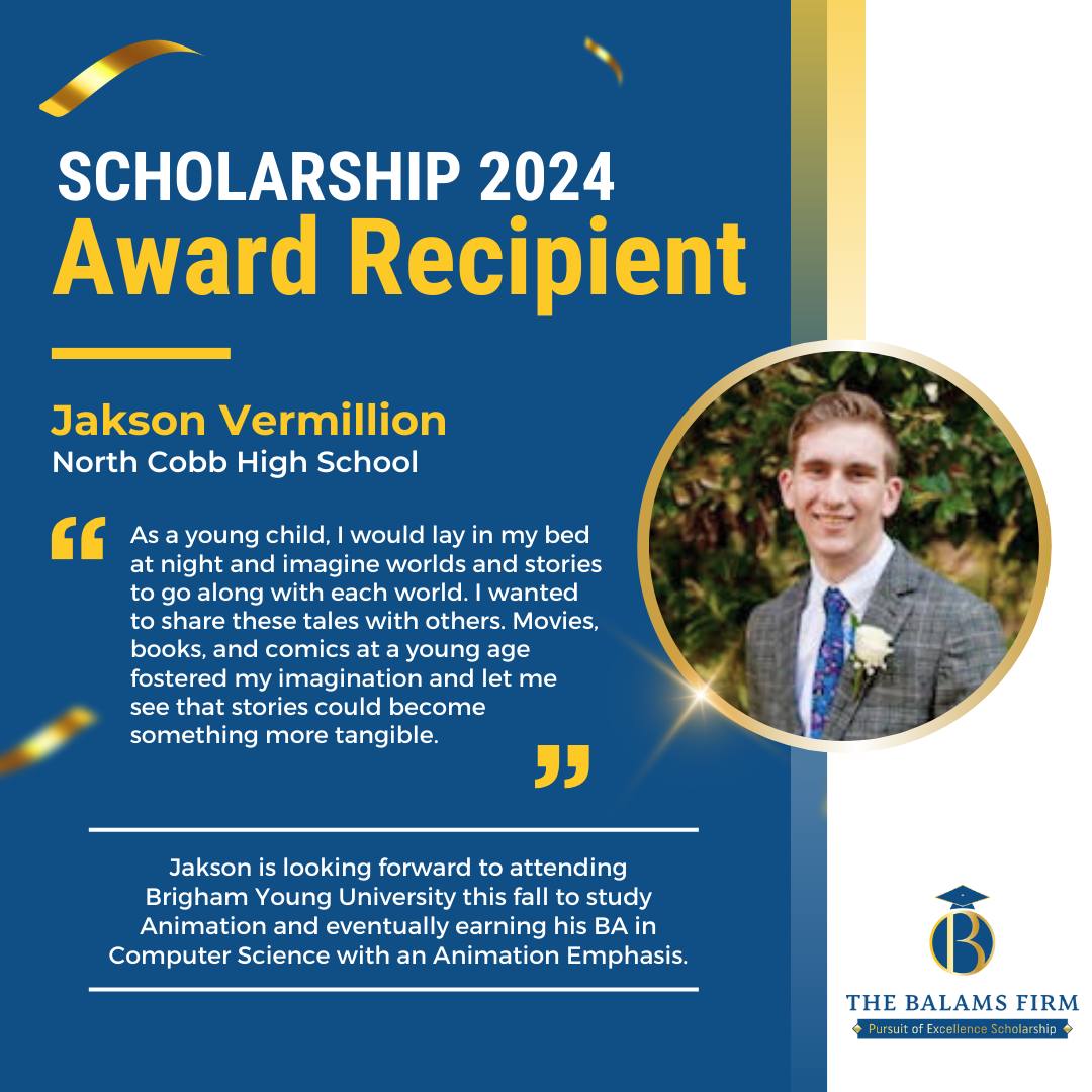 Congratulations to our 2024 Pursuit of Excellence scholarship recipient, Jakson Vermillion